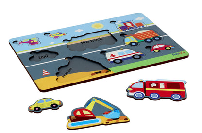 Fiddly's Wooden Puzzle Learning Educational Jigsaw Puzzle 12 Inch x 8 Inch Large Puzzle Toy for Preschool Toddler Kids & Children Age 4+