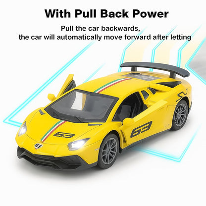 The Flyers Bay 1:32 Scale Die-Cast Metal Toy Vehicle for Kids – Pull-Back Action, Openable Doors, Lights & Music | Realistic Miniature | Gift for Boys & Girls 2+ Years