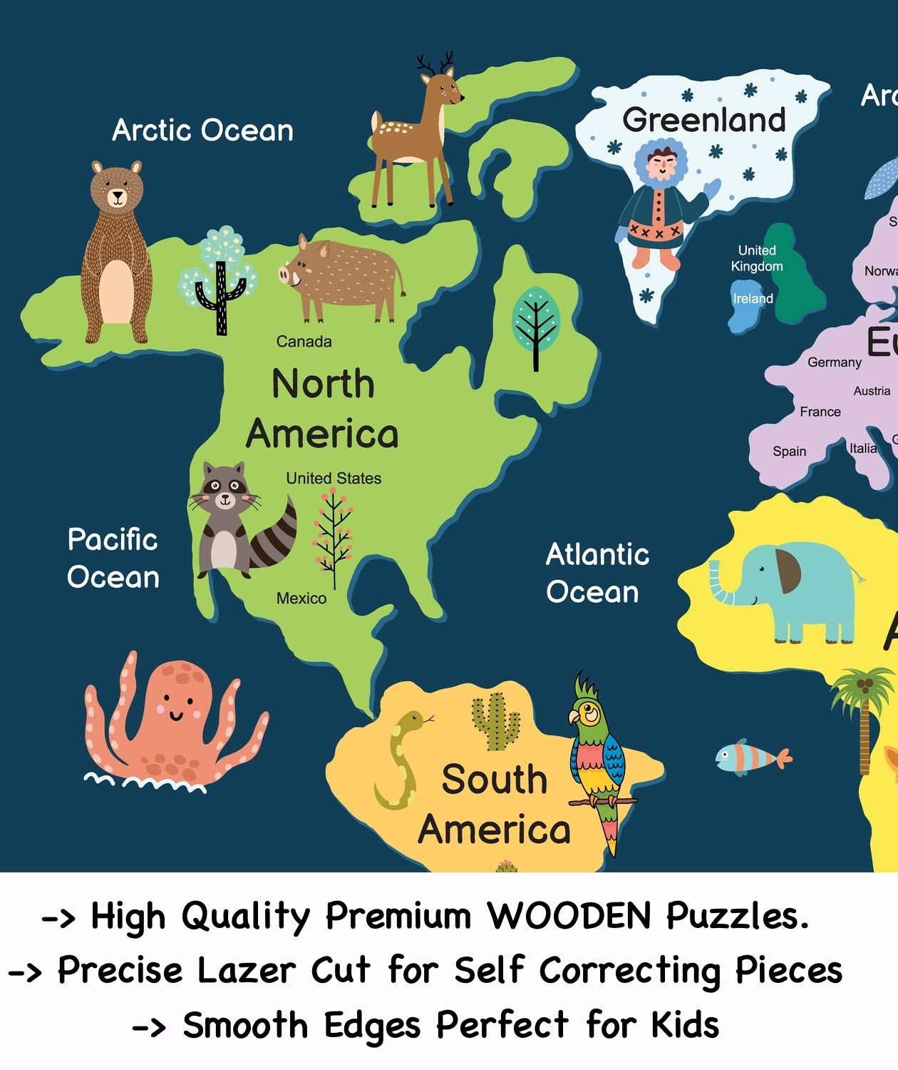 Fiddlys 40 Pcs Paperless Wooden Jigsaw Puzzle for Boys & Girls Learning Educational Toy for 4 Years and Above