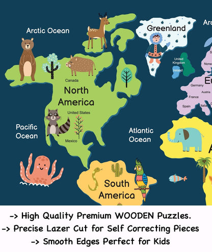 Fiddlys 40 Pcs Paperless Wooden Jigsaw Puzzle for Boys & Girls Learning Educational Toy for 4 Years and Above