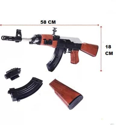 Fiddlys Ak 47 Toy Shooting Gun for Kids with Laser Light and 500 Bullets Guns & Darts (Black)