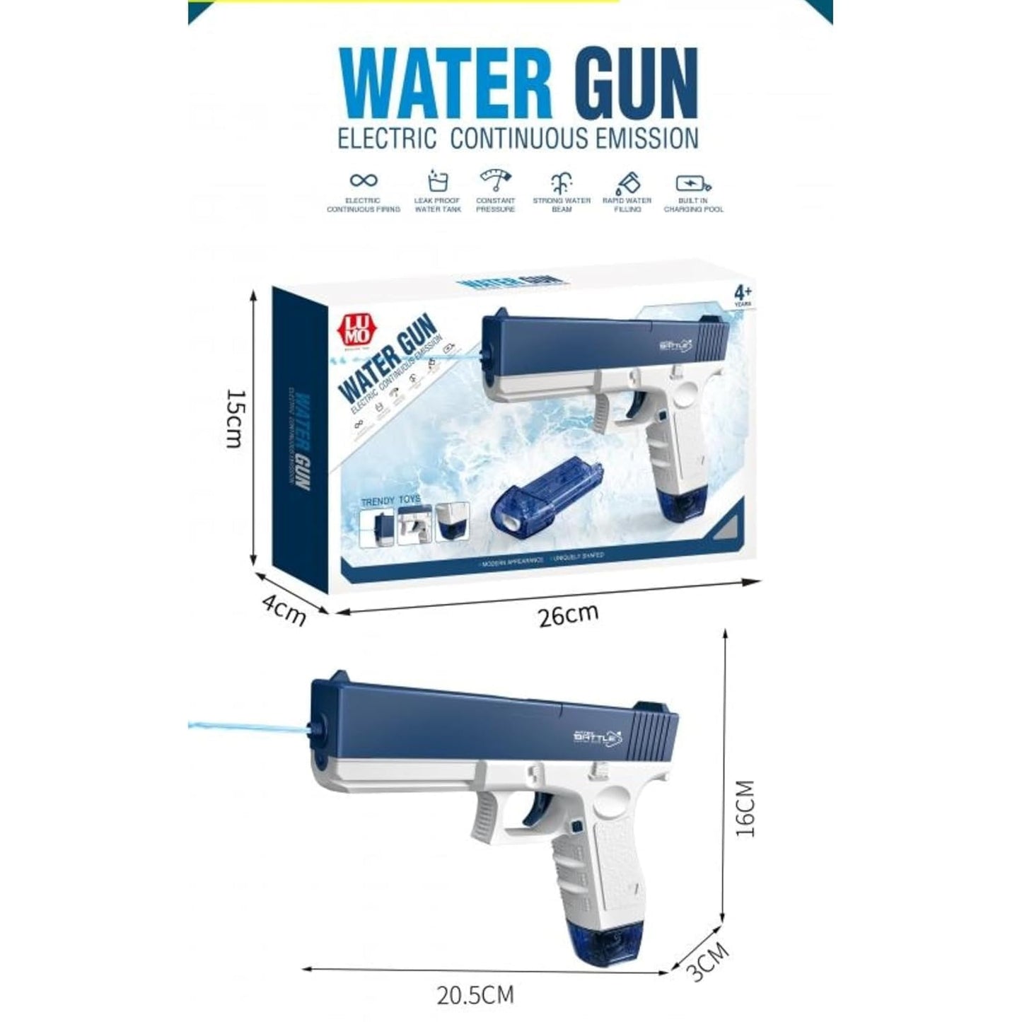 The Flyers Bay Electric Water Gun Toy for Kids | Rechargeable Automatic Water Absorption | High-Pressure Electric Water Blaster for Outdoor Water Battles