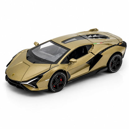The Flyers Bay 1:32 Scale DieCast Metal Pull-Back Action Openable Doors Light and Music Lamborghini Premium Car Toy for Kids Realistic Miniature Model Gift 2+yrs Girls Boys