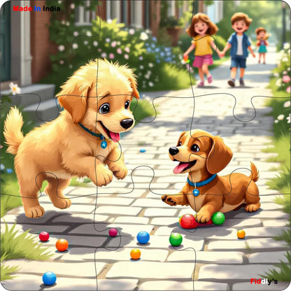 Fiddlys Single Layered Wooden Jigsaw Puzzle Games for Children & Kids -9 Pieces Age 2 3 4 5 6 Year Old Years Old Girls & Boys Animals Jigsaw Puzzle
