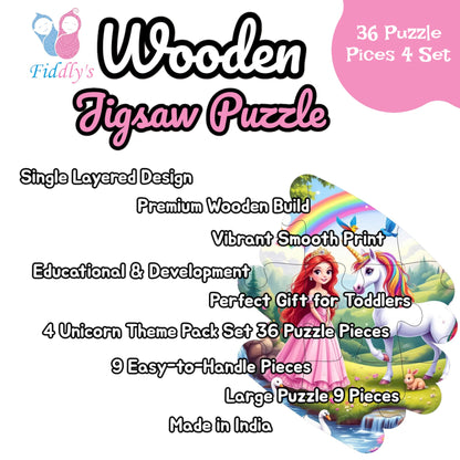 Fiddlys Single Layered Wooden Jigsaw Puzzle Games for Children & Kids -9 Pieces Age 2 3 4 5 6 Year Old Years Old Girls & Boys Animals Jigsaw Puzzle
