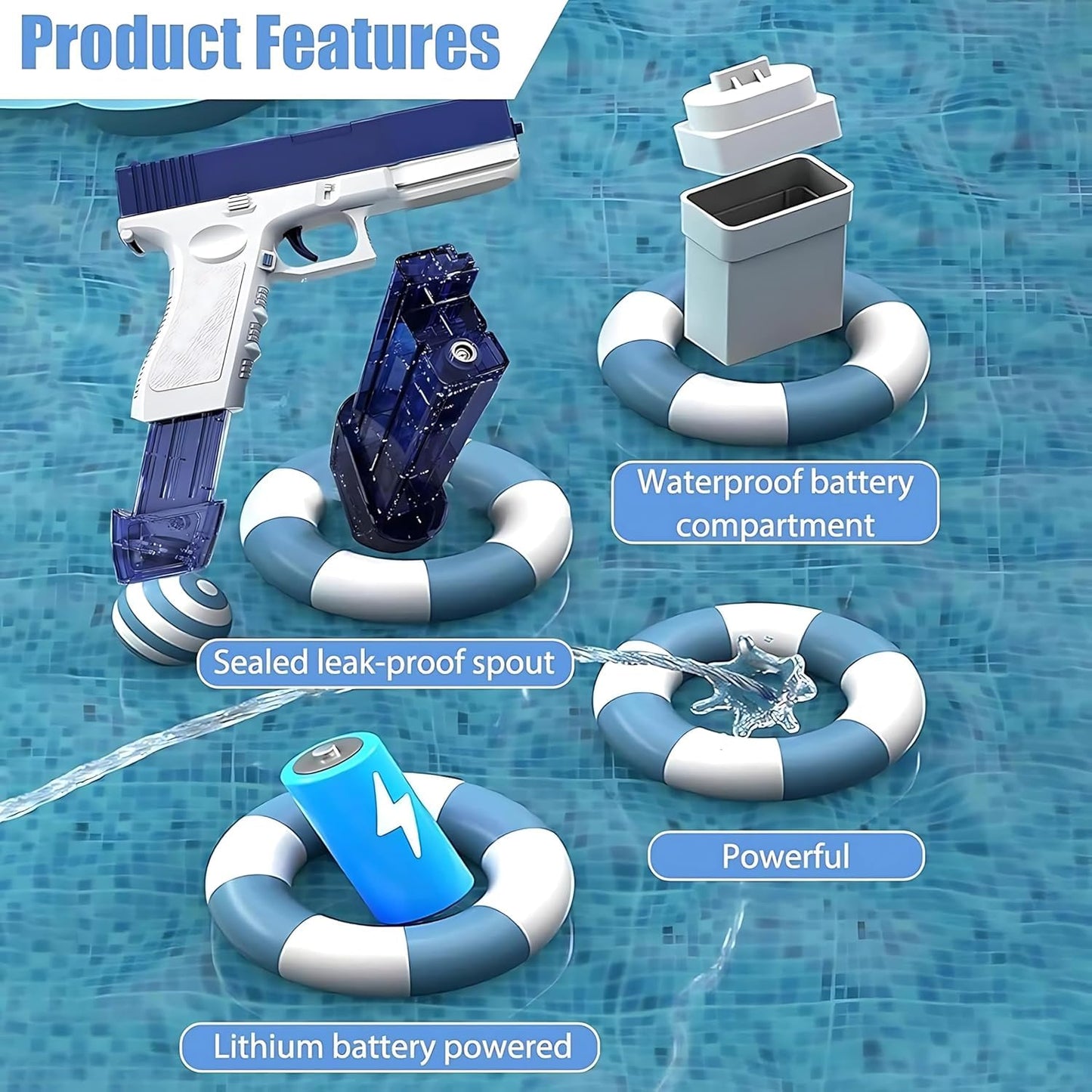 The Flyers Bay Electric Water Gun Toy for Kids | Rechargeable Automatic Water Absorption | High-Pressure Electric Water Blaster for Outdoor Water Battles