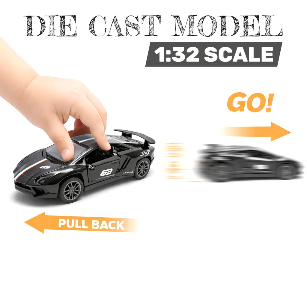 The Flyers Bay 1:32 Scale Die-Cast Metal Toy Vehicle for Kids – Pull-Back Action, Openable Doors, Lights & Music | Realistic Miniature | Gift for Boys & Girls 2+ Years