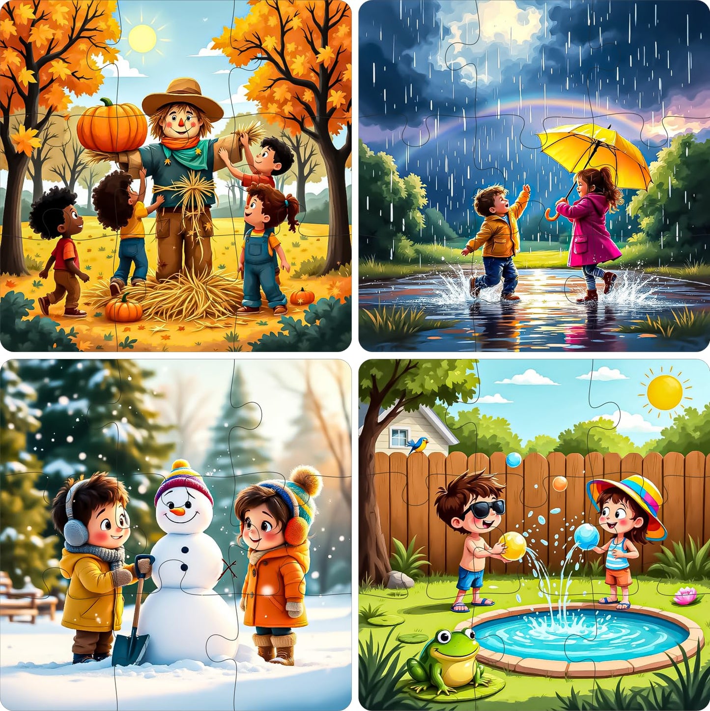 Fiddlys Single Layered Wooden Jigsaw Puzzle Games for Children & Kids -9 Pieces Age 2 3 4 5 6 Year Old Years Old Girls & Boys Animals Jigsaw Puzzle