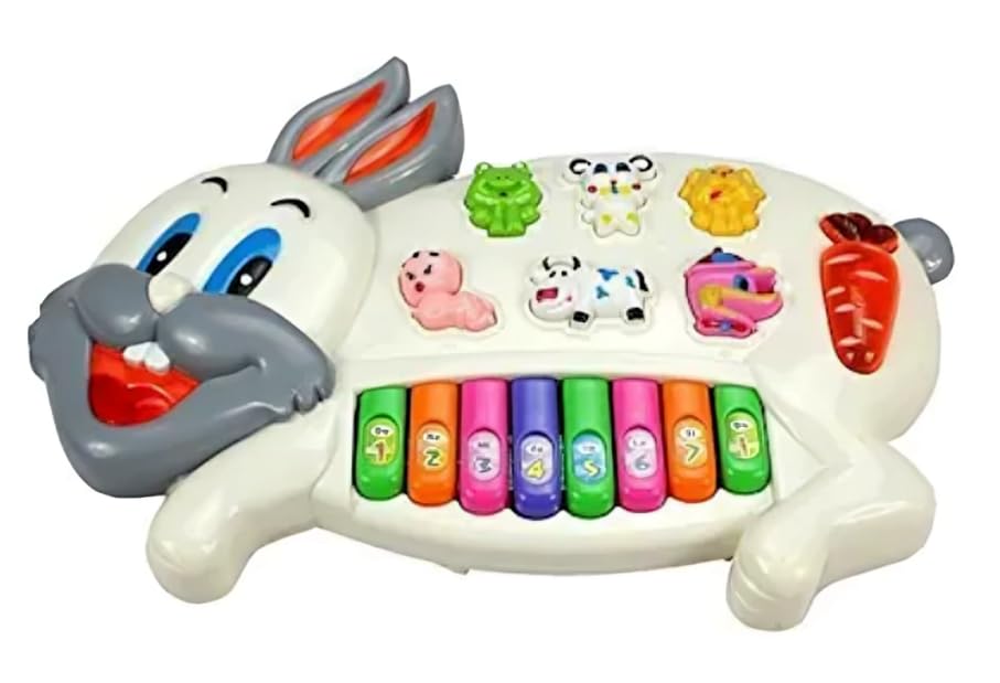 Fiddlys Rabbit Piano Musical Piano with 3 Modes, Flashing Lights & Wonderful Animal Sound Music