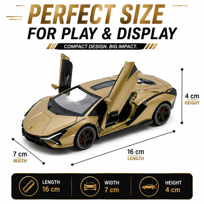 The Flyers Bay 1:32 Scale DieCast Metal Pull-Back Action Openable Doors Light and Music Lamborghini Premium Car Toy for Kids Realistic Miniature Model Gift 2+yrs Girls Boys
