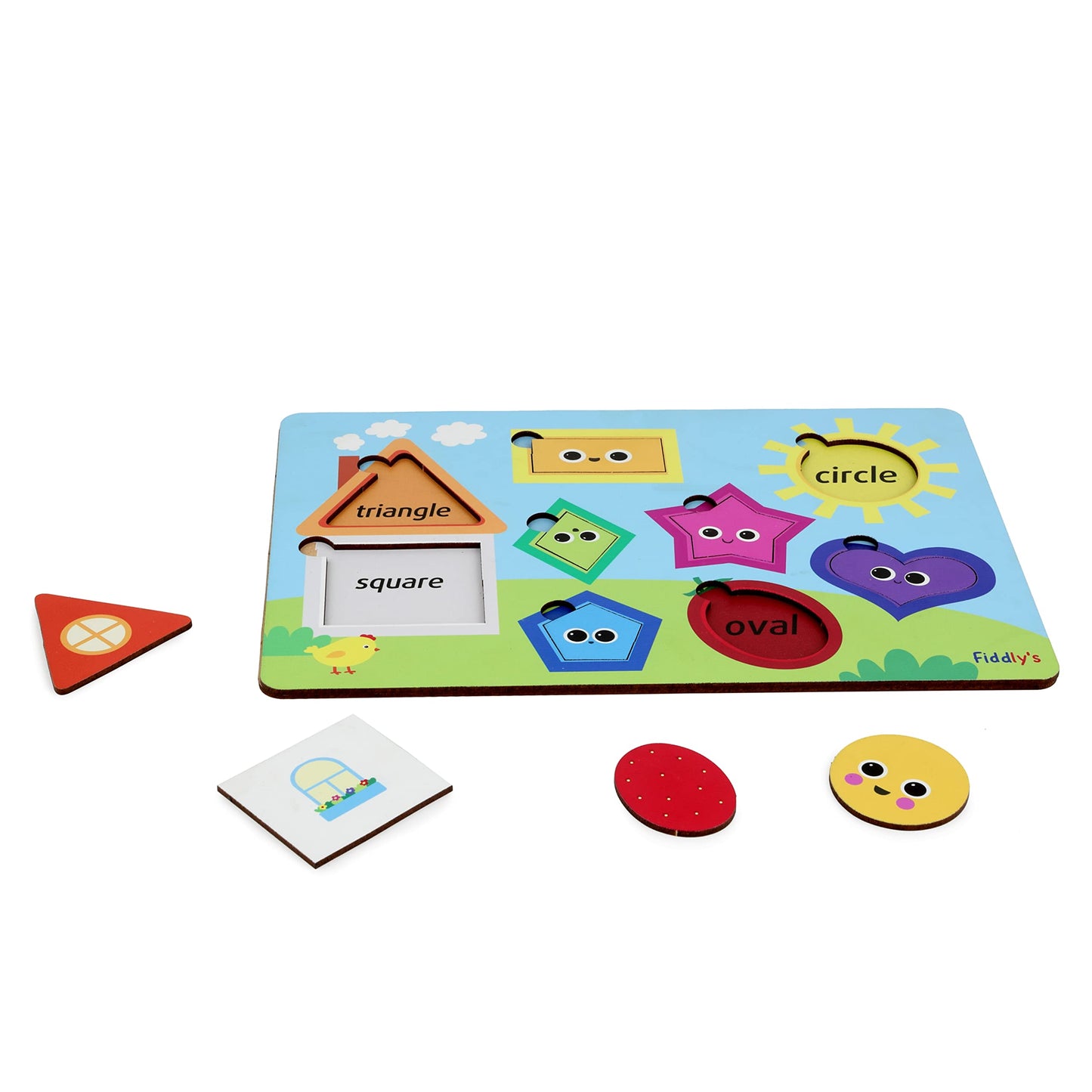 Fiddly's Wooden Puzzle Learning Educational Jigsaw Puzzle 12 Inch x 8 Inch Large Puzzle Toy for Preschool Toddler Kids & Children Age 4+