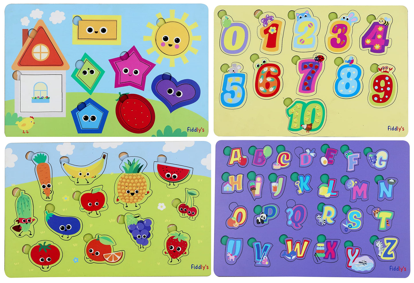 Fiddly's Wooden Puzzle Learning Educational Jigsaw Puzzle 12 Inch x 8 Inch Large Puzzle Toy for Preschool Toddler Kids & Children Age 4+