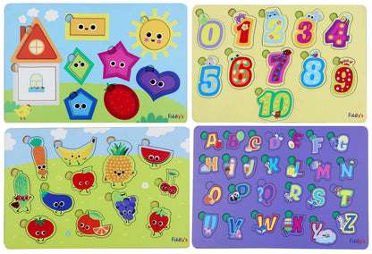 Fiddly's Wooden Puzzle Learning Educational Jigsaw Puzzle 12 Inch x 8 Inch Large Puzzle Toy for Preschool Toddler Kids & Children Age 4+