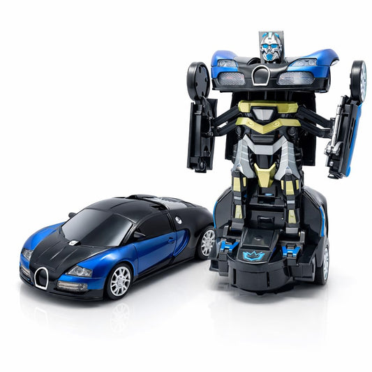 Fiddlys Battery Operated Transforming Car Robot Toy for Kids 3+ | 2-in-1 Auto Convert Car to Robot with Lights & Sound | 360° Rotating Action | Boys & Girls Indoor Outdoor Toy