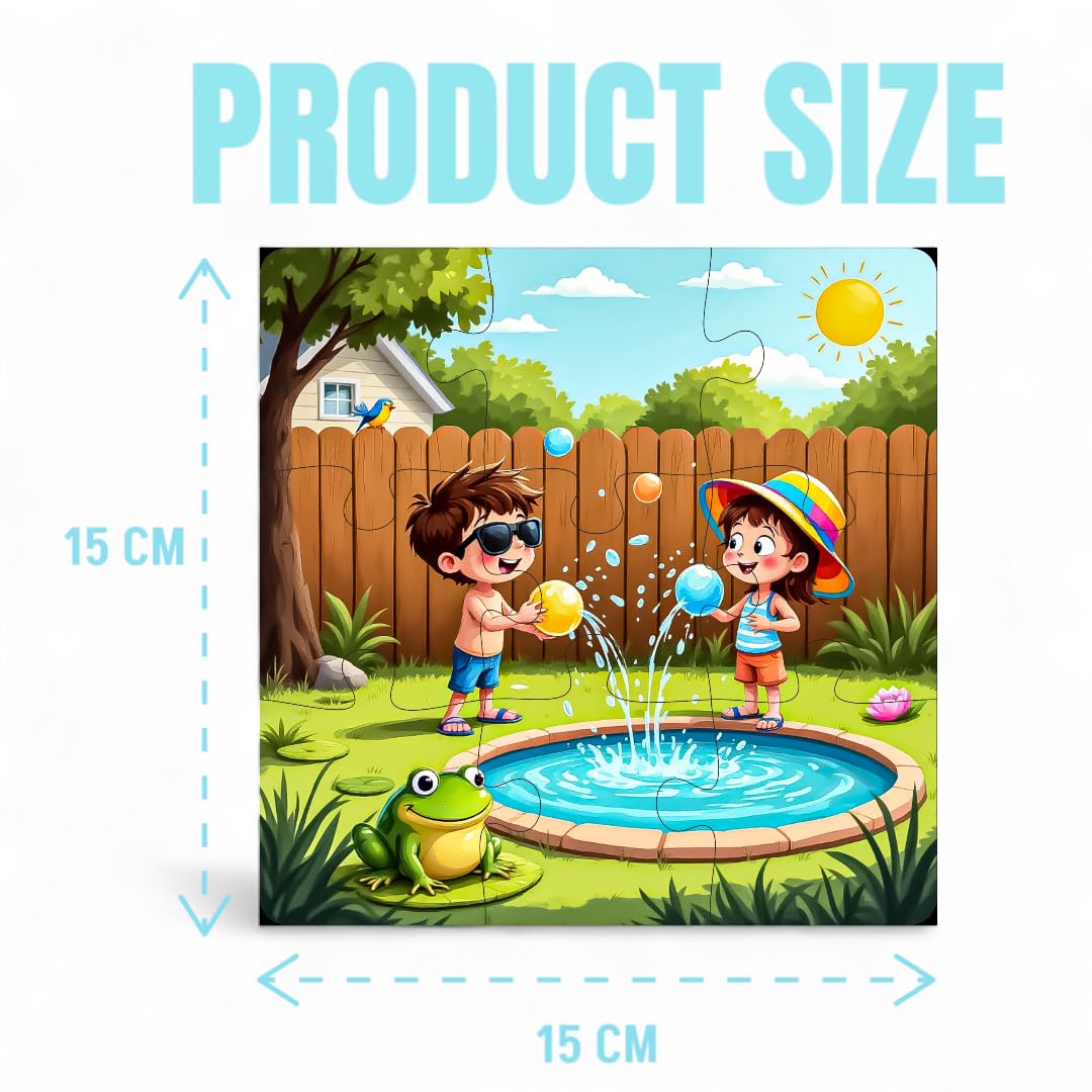 Fiddlys Single Layered Wooden Jigsaw Puzzle Games for Children & Kids -9 Pieces Age 2 3 4 5 6 Year Old Years Old Girls & Boys Animals Jigsaw Puzzle