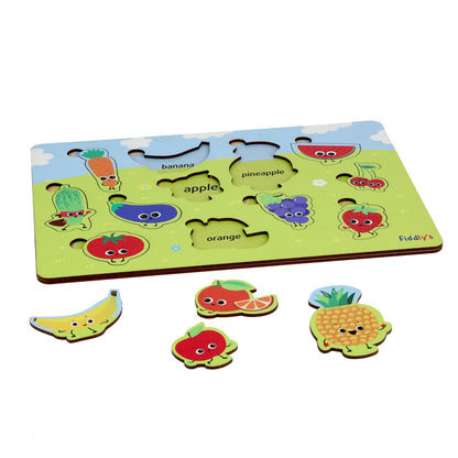 Fiddly's Wooden Puzzle Learning Educational Jigsaw Puzzle 12 Inch x 8 Inch Large Puzzle Toy for Preschool Toddler Kids & Children Age 4+