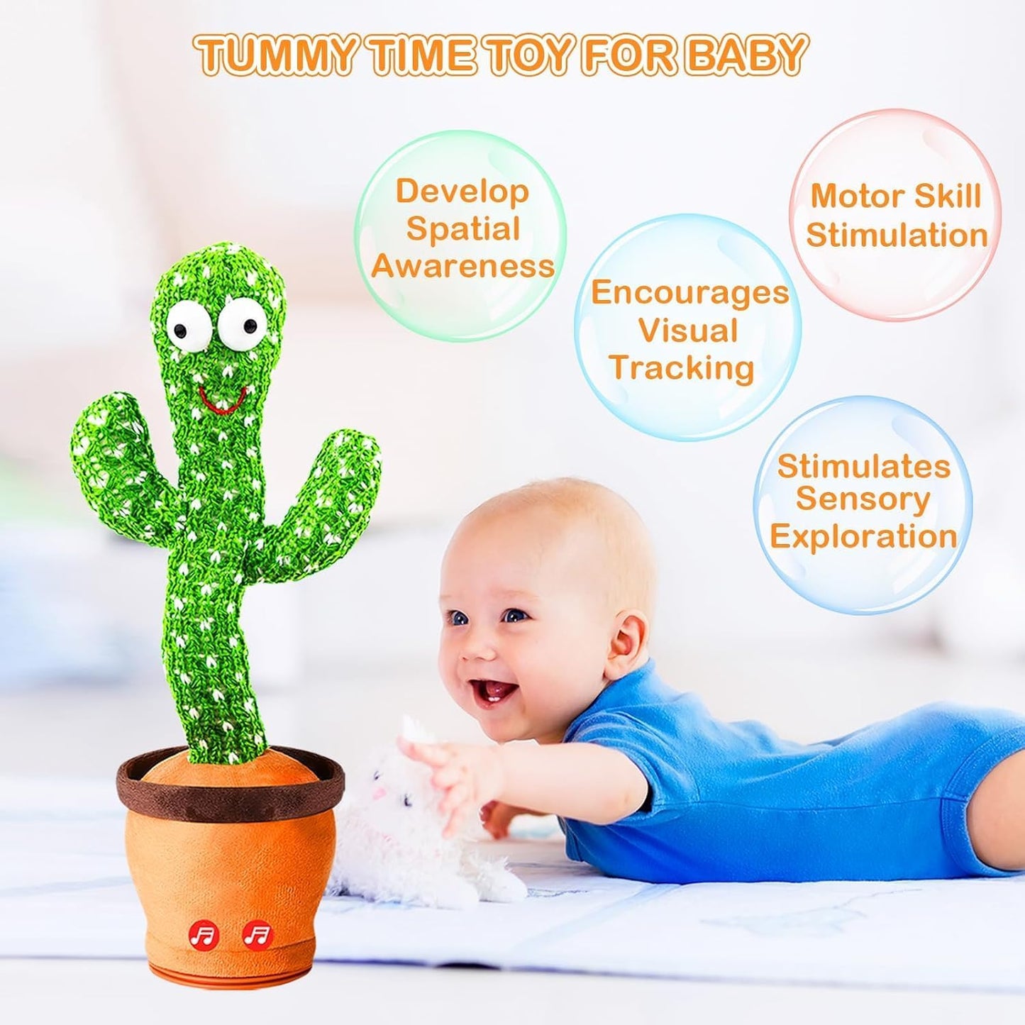 The Flyers Bay Rechargeable Talking Dancing Cactus Toy for Kids | Sing, Wriggle, Record & Repeat Voice | Musical & Educational Toy for Babies & Children | Fun Home Décor Toy