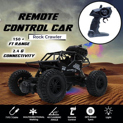 The Flyers Bay Rock Master Remote Control Car with Smoke | 2WD Monster Truck Rock Crawler for Kids | 2.4 GHz RC, Off-Road Suspension, LED Smoke Effect | Rechargeable C-Type Charging