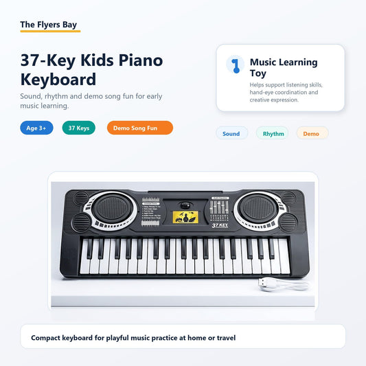 The Flyers Bay 37-Key Mini Electronic Piano for Kids 3+ | Compact Multifunctional Musical Keyboard Toy | Educational Music Learning Toy | Sound, Rhythm & Creativity Development | My First Piano