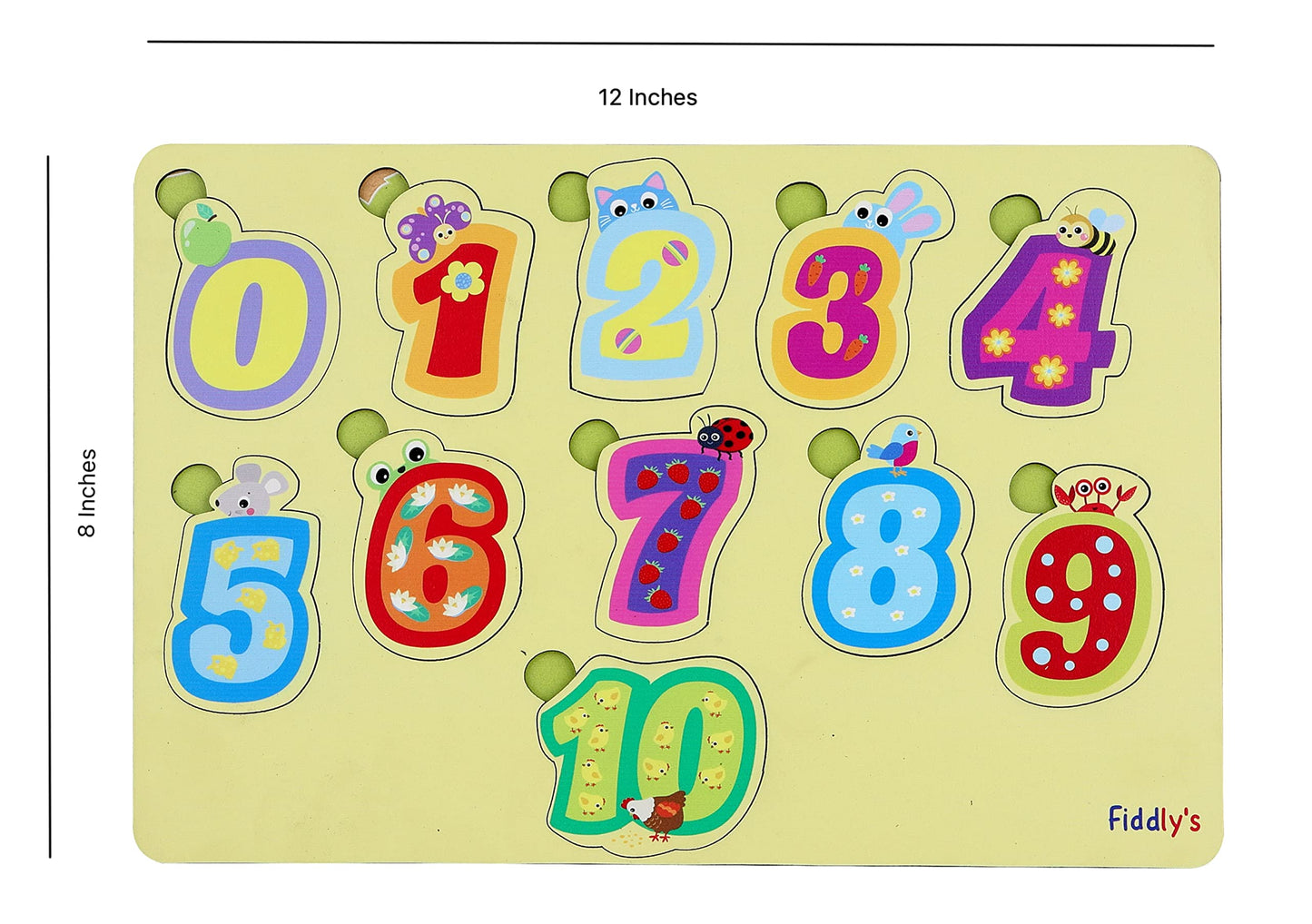 Fiddly's Wooden Puzzle Learning Educational Jigsaw Puzzle 12 Inch x 8 Inch Large Puzzle Toy for Preschool Toddler Kids & Children Age 4+