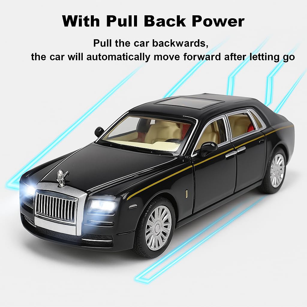 The Flyers Bay 1:32 Die-Cast Rolls-Royce Style Car Toy with Pull-Back Action, Lights & Music, Openable Doors – Premium Metal Miniature Model for Kids 2+ Years