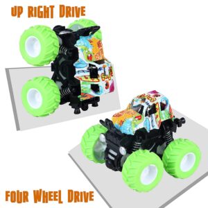 The Flyers Bay Friction Powered Mini Monster Trucks for Kids, Big Rubber Tires, Pack of 4 - Image 3