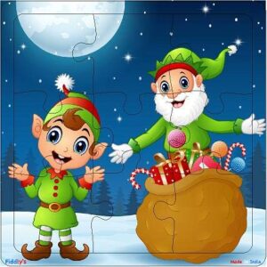 Fiddlys Wooden Jigsaw Puzzles for Children - 9 Pieces (Christmas Pack of 4) - Image 2