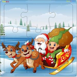 Fiddlys Wooden Jigsaw Puzzles for Children - 9 Pieces (Christmas Pack of 4) - Image 4