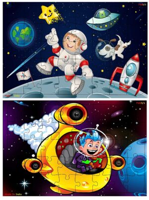 Fiddlys 40 Pcs Paperless Wooden Jigsaw Puzzle for Boys & Girls Learning Educational Toy for 4 Years and Above (Space Hero & Astronaut)) - Image 3