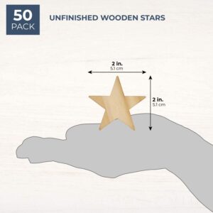 Fiddlys Unfinished Wood Stars for Crafts (2 in, 50 Pack) - Image 2