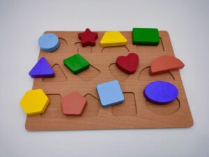 Fiddlys Wooden Puzzle Board for Kids, Preschool Educational Teaching Toy for Boys and Girls (Geometrical Shapes) - Image 2