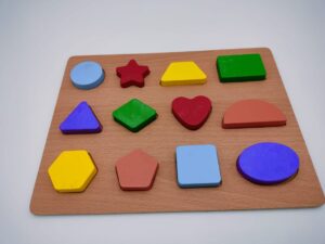 Fiddlys Wooden Puzzle Board for Kids, Preschool Educational Teaching Toy for Boys and Girls (Geometrical Shapes) - Image 3