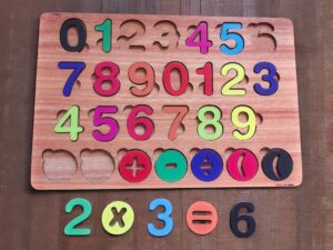 Fiddlys Wooden Educational Puzzle, Alphabet Shapes and Numbers Learning Toy (Number) - Image 2