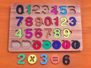 Fiddlys Wooden Educational Puzzle, Alphabet Shapes and Numbers Learning Toy (Number) - Image 3