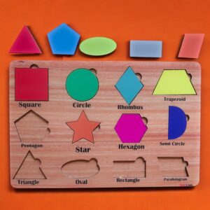 Fiddlys Wooden Educational Puzzle, Alphabet Shapes and Numbers Learning Toy (Shapes) - Image 4