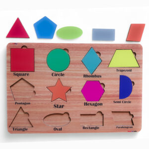 Fiddlys Wooden Educational Puzzle, Alphabet Shapes and Numbers Learning Toy (Shapes) - Image 2