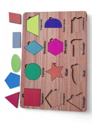 Fiddlys Wooden Educational Puzzle, Alphabet Shapes and Numbers Learning Toy (Shapes) - Image 3