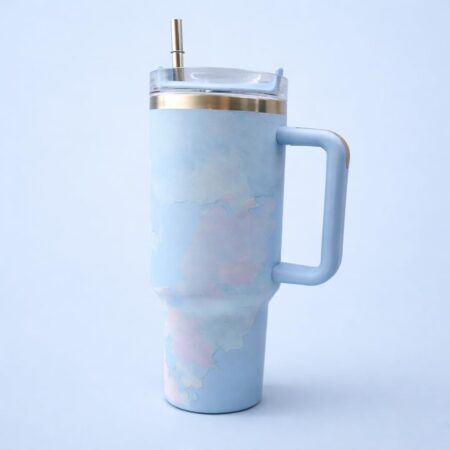 Fiddlys 1.2L Stainless Steel Tumbler with Handle and Straw – Blue product photo