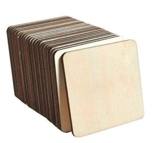 Fiddlys Unfinished Wood Squares, 80 Pcs 10 cms Blank Wood Slices Wooden Squares for DIY Crafts Painting Staining Burning product photo
