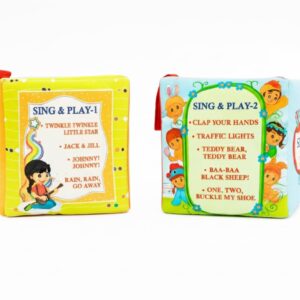 Fiddlys Soft Cloth Book for Babies & Kids 0 1 2 3 Years | Sing & Play Educational Nursery Rhyme (Set of 2) | Early Learning Fabric Book with Rhymes, Colors & Pictures | Baby Sensory Toy, Gift for Kids