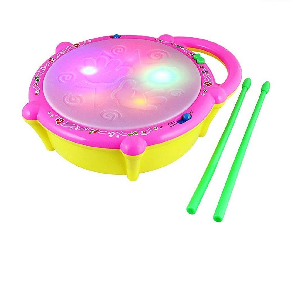 Fiddlys Flash Drum with Sticks - Pink and Yellow