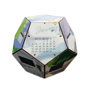 Fiddlys DIY Wooden 3D Pentagonal Shape 2025 Calendar for Desk/Home Decor/Office Decor/Gift Item/Decorative New Year Calendar/Corporate Gift for Friends, Gifts for Coworkers, Dad, Employees