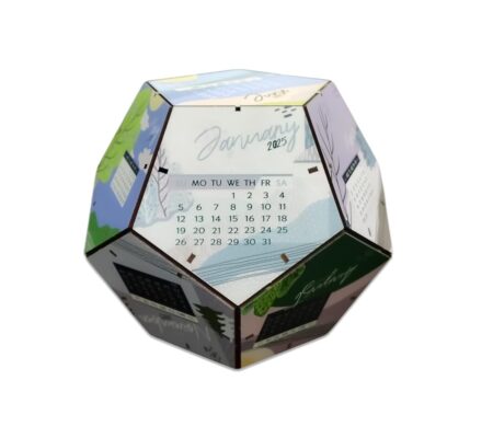 Fiddlys DIY Wooden 3D Pentagonal Shape 2025 Calendar for Desk/Home Decor/Office Decor/Gift Item/Decorative New Year product photo