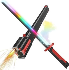 Fiddlys LED Toy Sword with Smoke & Spark Effects, 7-Color RGB Light Blade with Sound FX, Anime Inspired Cosplay Katana for product photo