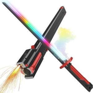 Fiddlys LED Toy Sword with Smoke & Spark Effects, 7-Color RGB Light Blade with Sound FX, Anime Inspired Cosplay Katana for Roleplay, Halloween Costume, Party Prop, Kids & Collectors Display Toy