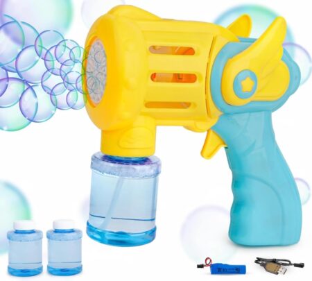 The Flyers Bay Rechargeable Bubble Gun Toy for Kids | Automatic Bubble Maker with 2 Bubble Solution Bottles | Bubble Blower product photo