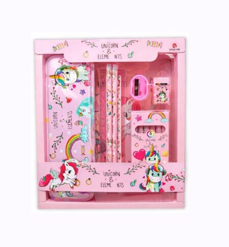 Fiddlys 6-in-1 Kids Stationery Kit for Boys, Cartoon Theme Gift Set with Pencil Box, Colour Set, Pencil, Eraser, Scale & product photo