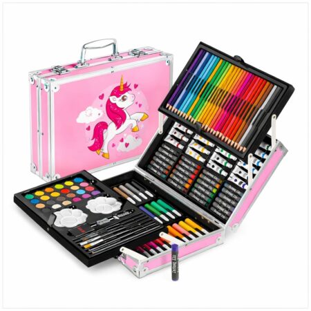 Fiddlys 145 Pcs Kids Art Set Unicorn & Space Theme | Colour Pencils, Oil Pastels, Paint Brushes | Drawing & Craft Kit for Boys product photo