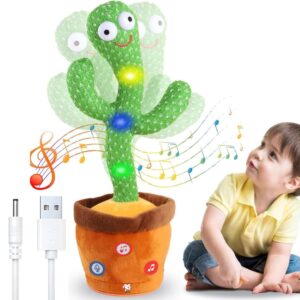 The Flyers Bay Rechargeable Talking Dancing Cactus Toy for Kids | Sing, Wriggle, Record & Repeat Voice | Musical & Educational Toy for Babies & Children | Fun Home Décor Toy