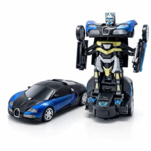 Fiddlys Battery Operated Transforming Car Robot Toy for Kids 3+ | 2-in-1 Auto Convert Car to Robot with Lights & Sound | 360° Rotating Action | Boys & Girls Indoor Outdoor Toy